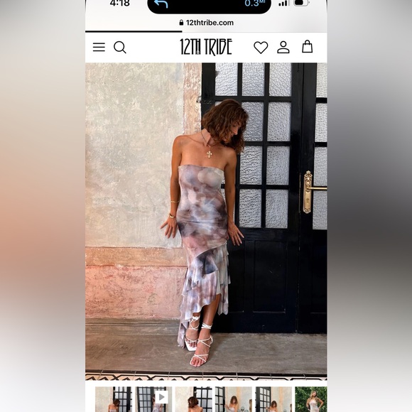 12th Tribe Dusk Strapless Mesh Midi Dress - Picture 2 of 3